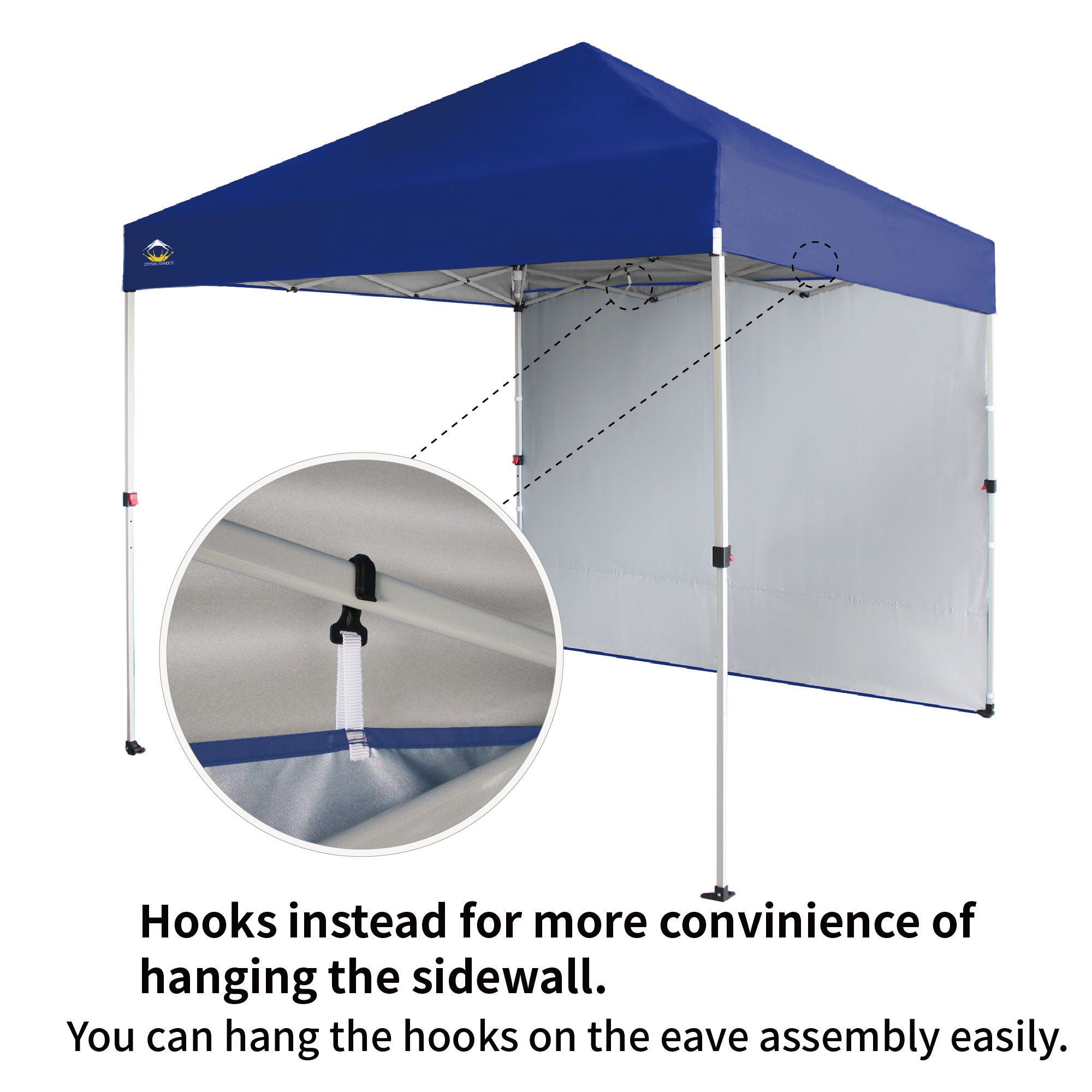 CROWN SHADES 8x8 Ft Pop Up Canopy Tent w/Sidewall Push Center Lock, Navy Blue
