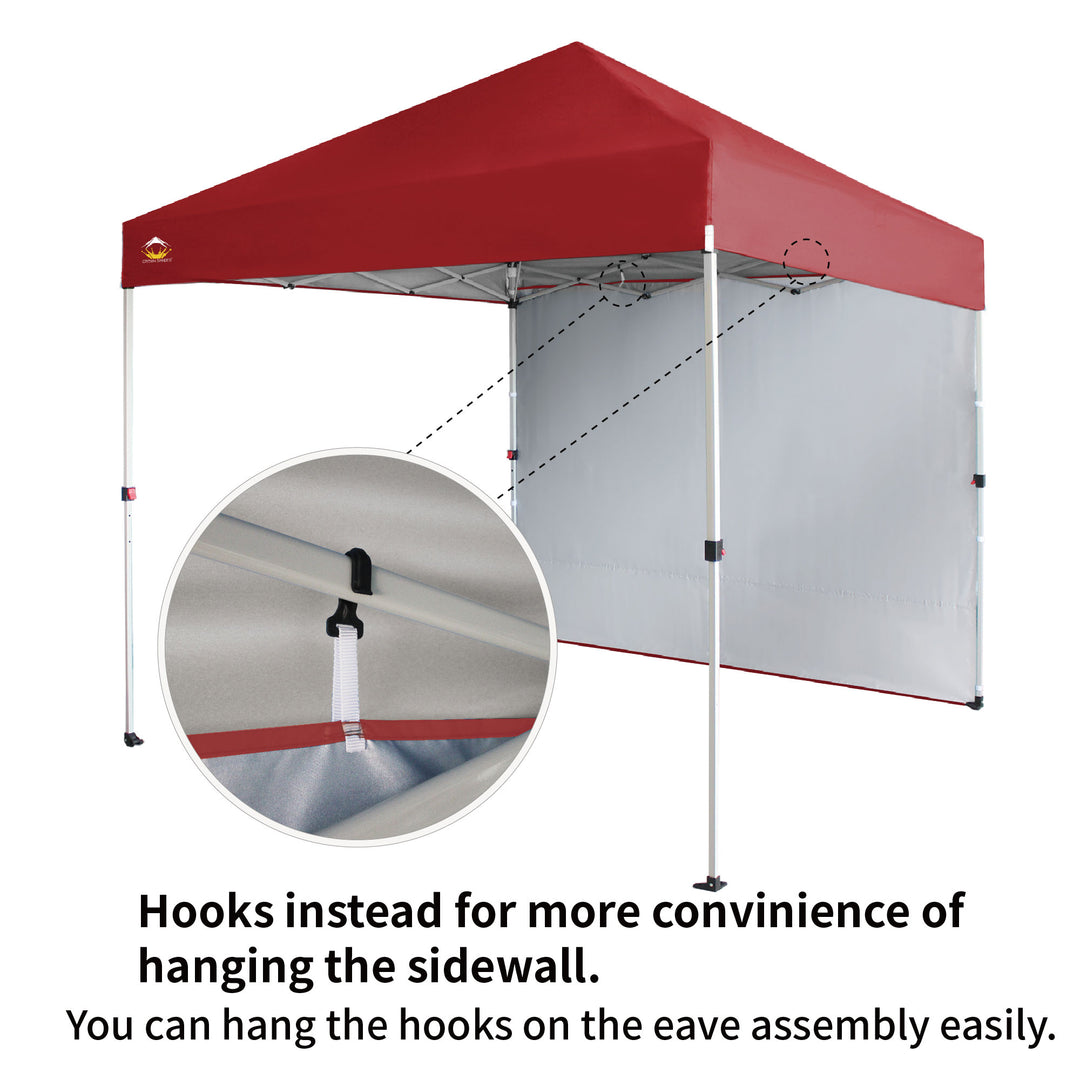 CROWN SHADES 8x8 Ft Pop Up Canopy Tent w/ Sidewall & 1 Push Lock, Red (Used) - VMInnovations