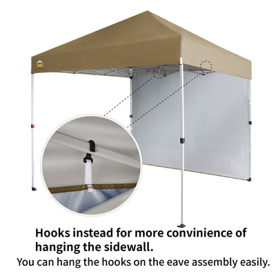 CROWN SHADES 8x8 Ft Pop Up Canopy Tent w/ Sidewall & 1 Push Center Lock, Beige - VMInnovations