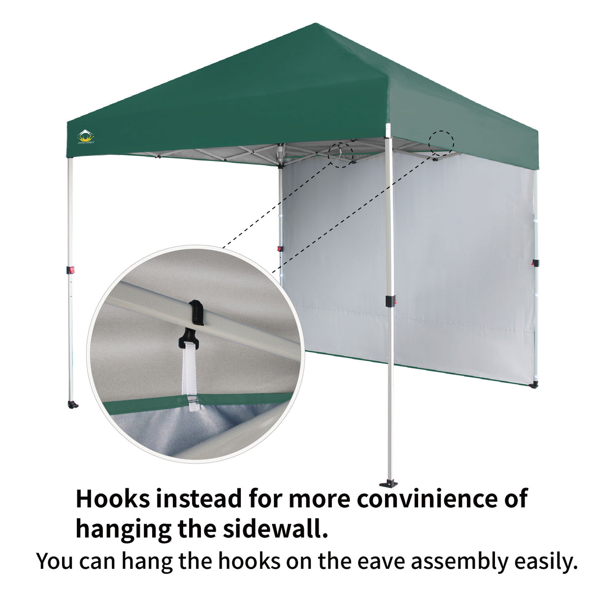 CROWN SHADES 8x8 Ft Pop Up Canopy Tent w/Sidewall Push Center Lock, Forest Green