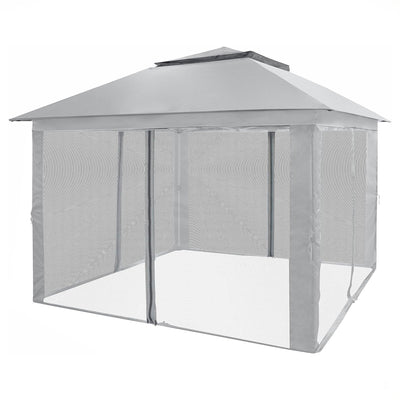 CROWN SHADES 11 x 11 Ft Pop Up Gazebo Shelter with Mosquito Net Sidewalls, Grey