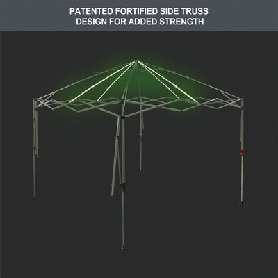 CROWN SHADES 10x10 Ft Pop Up Outdoor Canopy Tent with 2 Extended Awnings, Blue