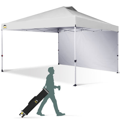 CROWN SHADES 12x12 Ft Pop Up Canopy Tent w/ Sidewall & Push Center Lock, White