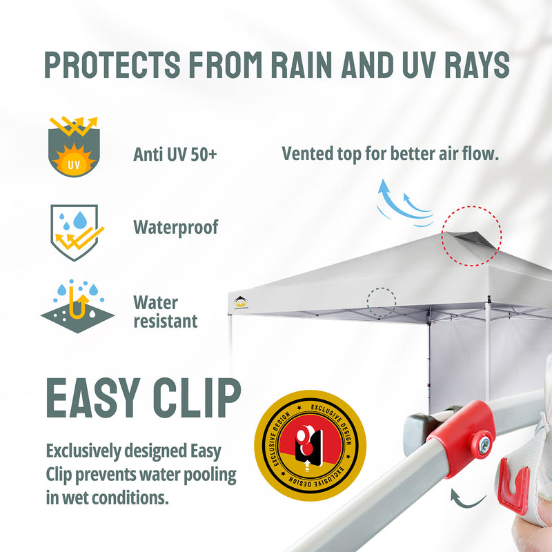 CROWN SHADES 12x12 Ft Canopy Tent w/ Sidewall & Push Center Lock, White (Used)
