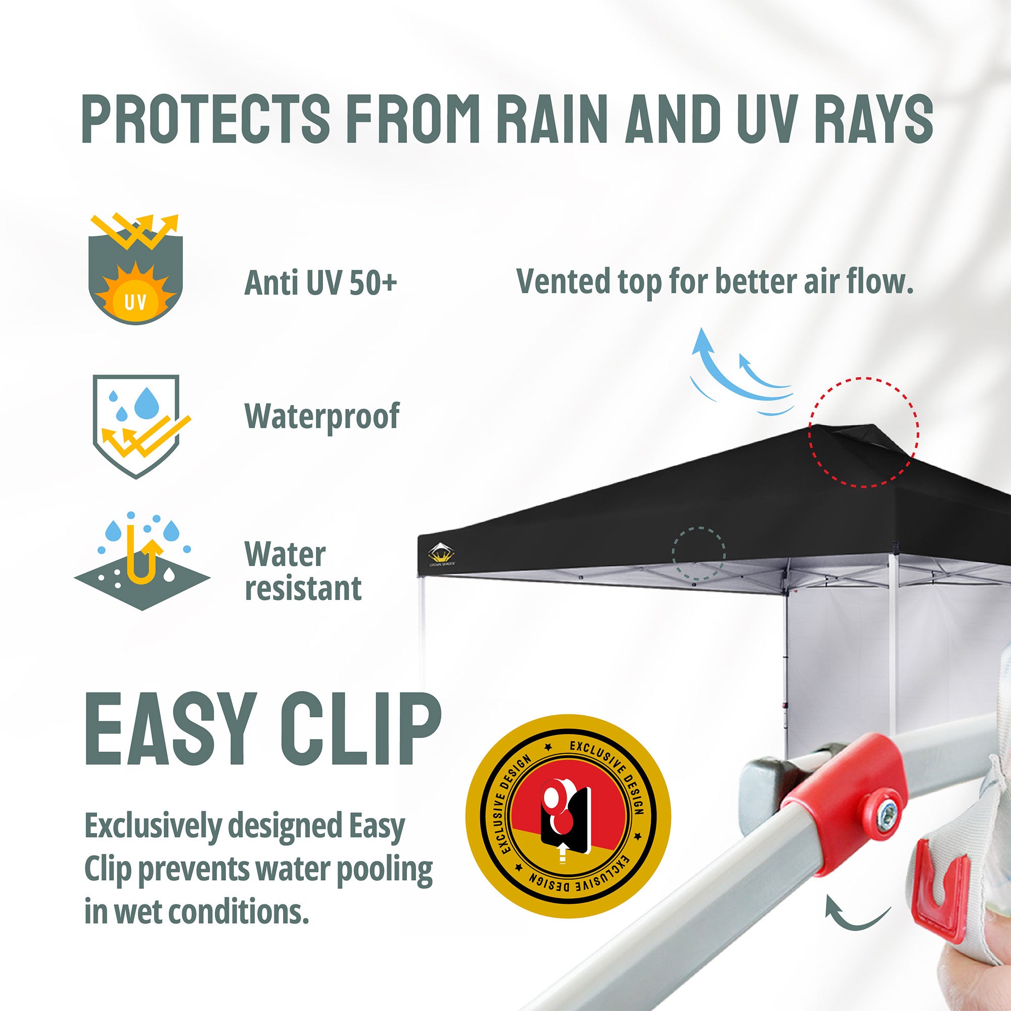 CROWN SHADES 12x12' PopUp Canopy Tent w/ Sidewall & Push Center Lock Black(Used) - VMInnovations