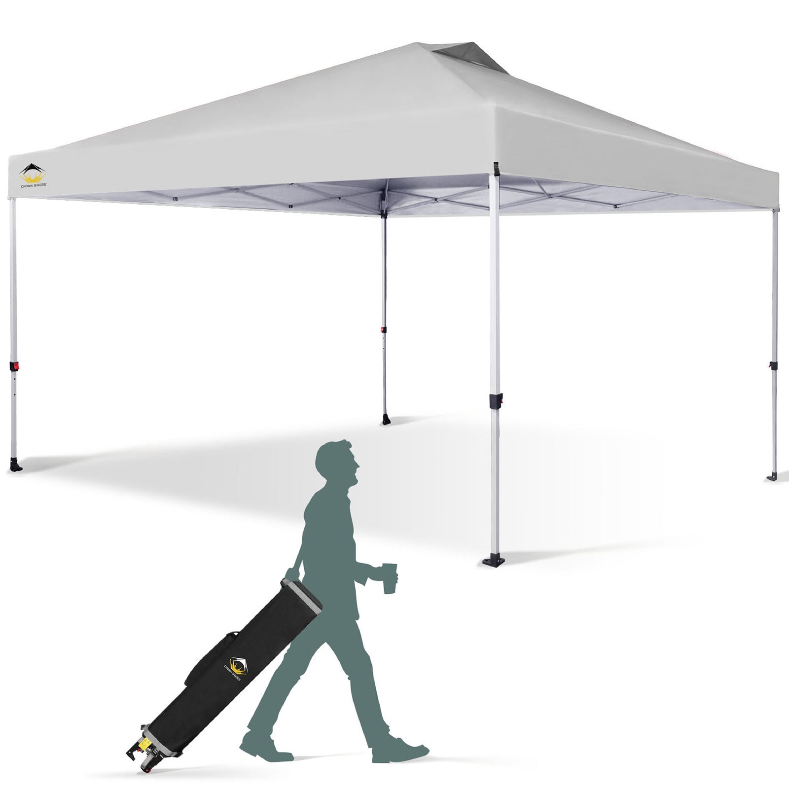 CROWN SHADES 12x12 Ft Pop Up Outdoor Canopy Tent with 1 Center Lock, White(Used) - VMInnovations