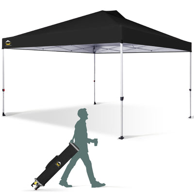 CROWN SHADES 12x12 Ft Pop Up Outdoor Canopy Tent with 1 Push Center Lock, Black