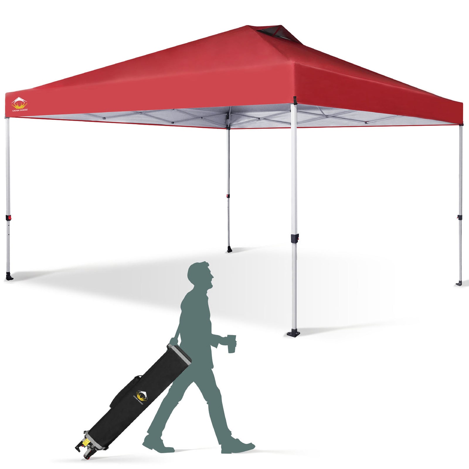 CROWN SHADES 12x12 Ft Outdoor Canopy Tent with 1 Push Center Lock, Red (Used) - VMInnovations