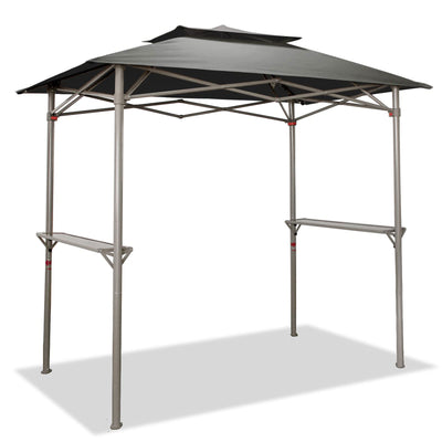 CROWN SHADES 8 x 5 Foot BBQ Grill Gazebo with Vented Top and Side Shelves, Grey