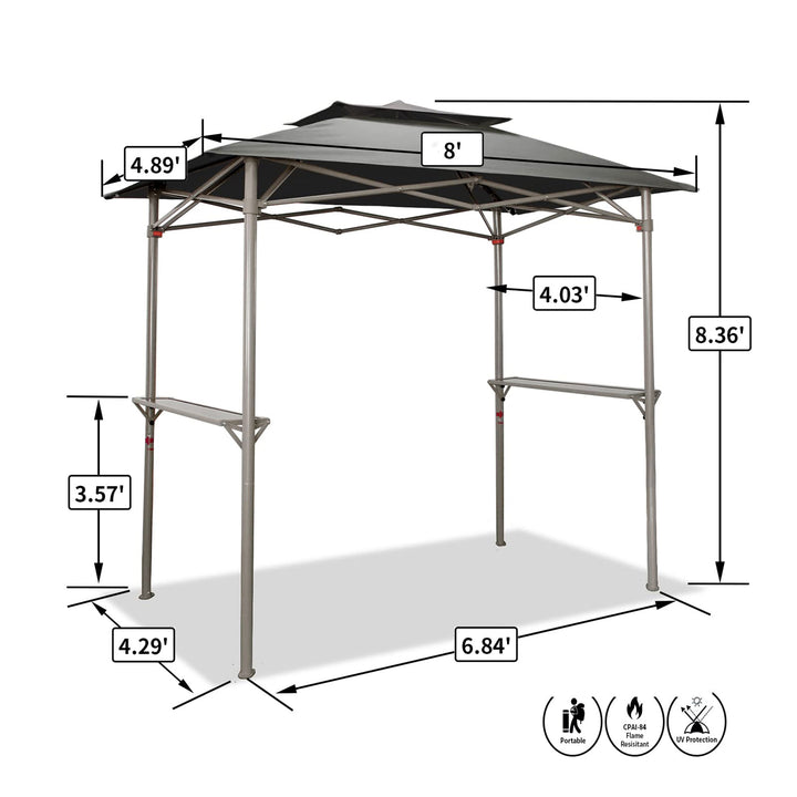 CROWN SHADES 8 x 5 Foot BBQ Grill Gazebo with Vented Top & Shelves, Grey (Used)