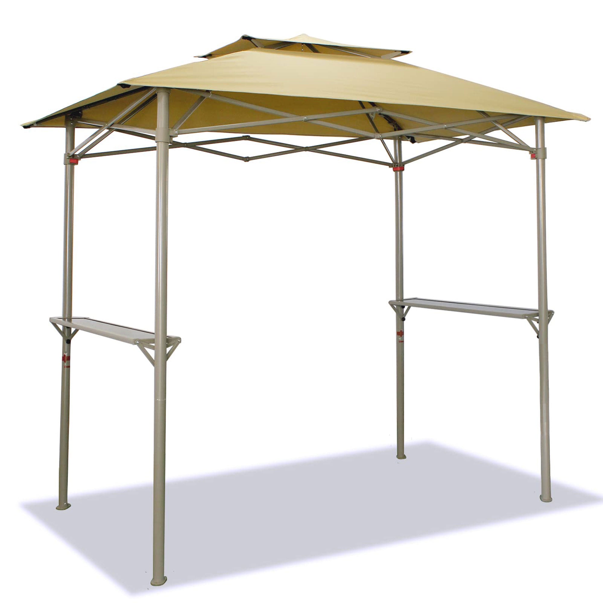 CROWN SHADES 8 x 5 Foot BBQ Grill Gazebo with Vented Top and Side Shelves, Beige