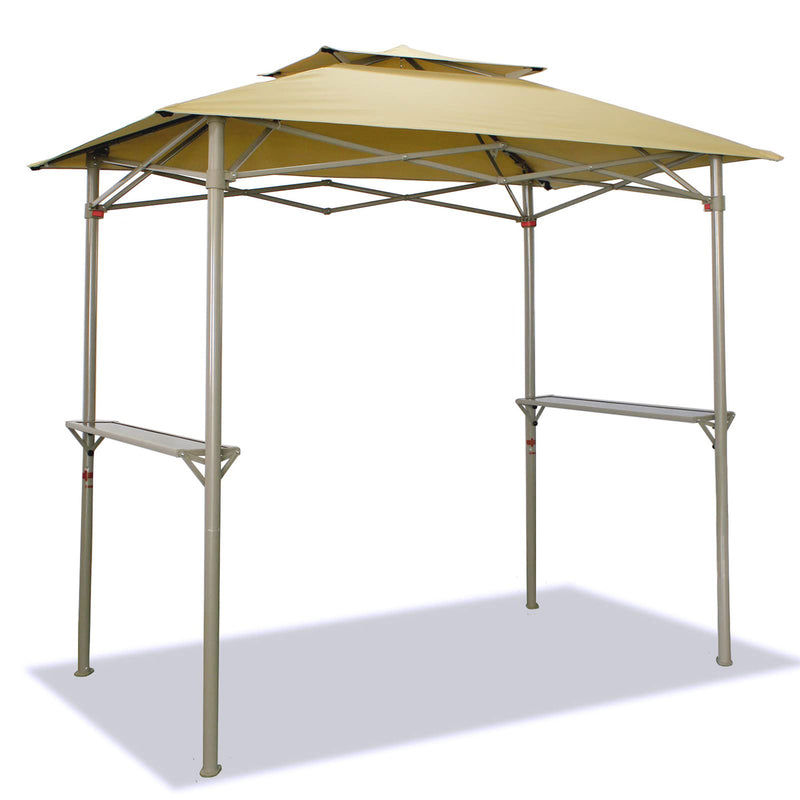 CROWN SHADES 8 x 5 Foot BBQ Grill Gazebo with Vented Top and Side Shelves, Beige (Used)