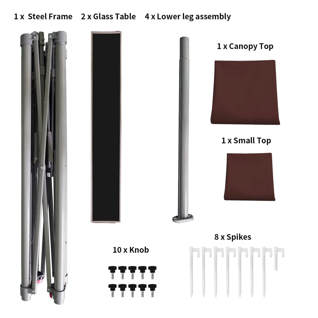 CROWN SHADES 8'x5' BBQ Grill Gazebo with Vented Top & Side Shelves, Coffee(Used) - VMInnovations