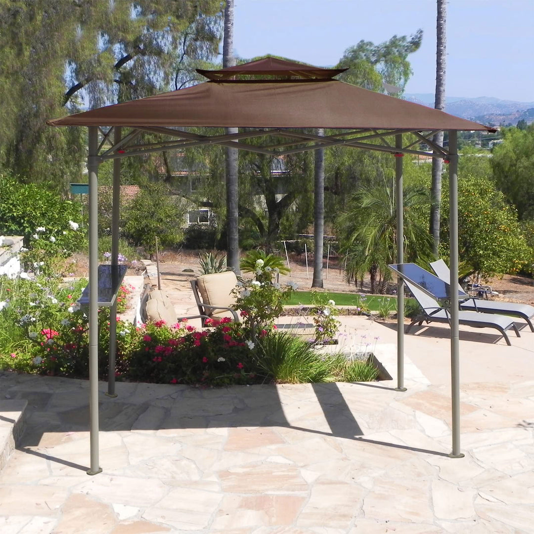 CROWN SHADES 8'x5' BBQ Grill Gazebo with Vented Top & Side Shelves, Coffee(Used) - VMInnovations