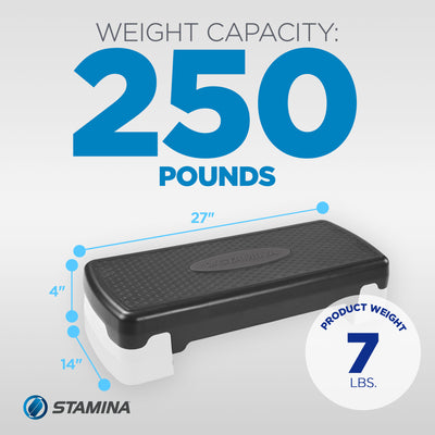 Stamina Adjustable Aerobic Step Home Gym Workout Equipment, Black (Open Box)