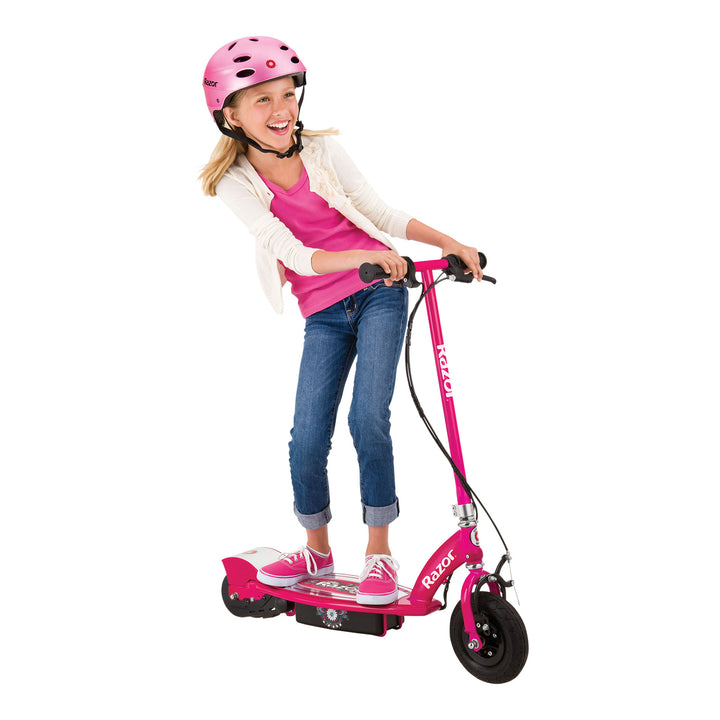 Razor Power Core E100 Electric Scooter w/ Hand Operated Front Brake, Daisy Pink