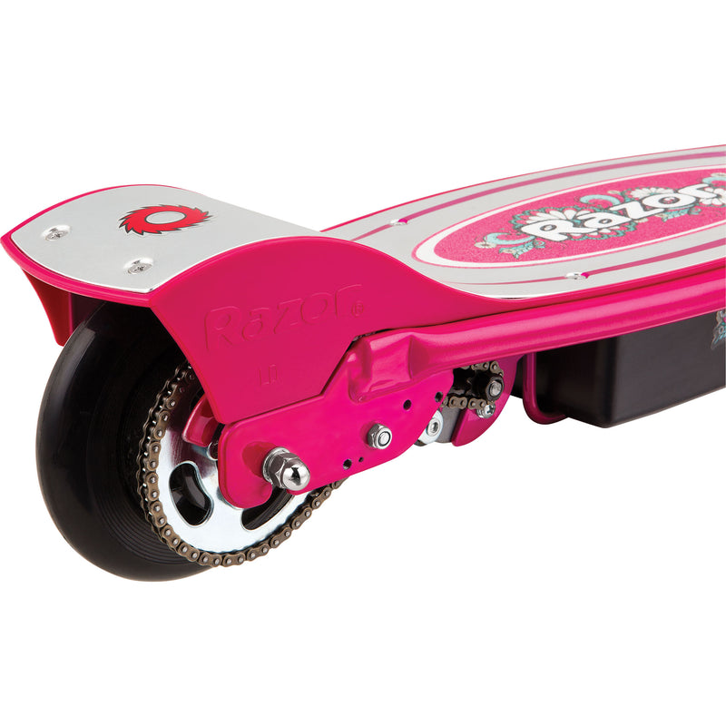 Razor Power Core E100 Electric Scooter w/ Hand Operated Front Brake, Daisy Pink