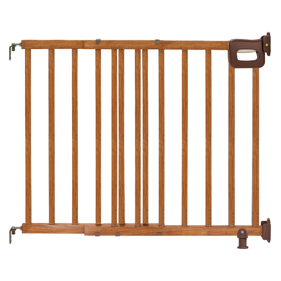 Summer 32" Deluxe Stairway Secure Safety Pet and Baby Gate, Oak Wood (Open Box) - VMInnovations