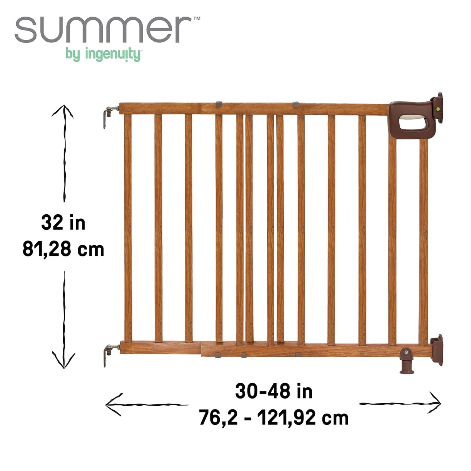 Summer Infant 32" Deluxe Stairway Secure Safety Pet and Baby Gate, Oak Wood - VMInnovations