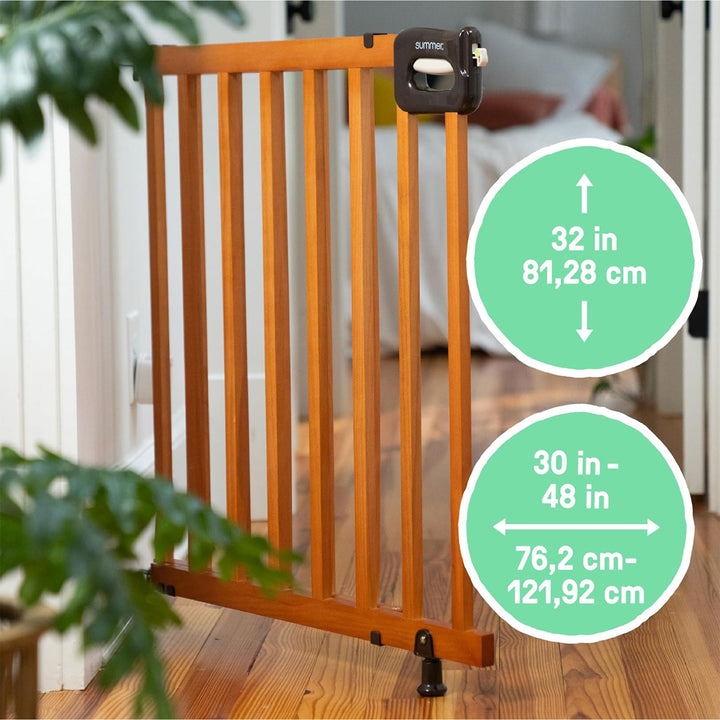Summer 32" Deluxe Stairway Secure Safety Pet and Baby Gate, Oak Wood (Used) - VMInnovations