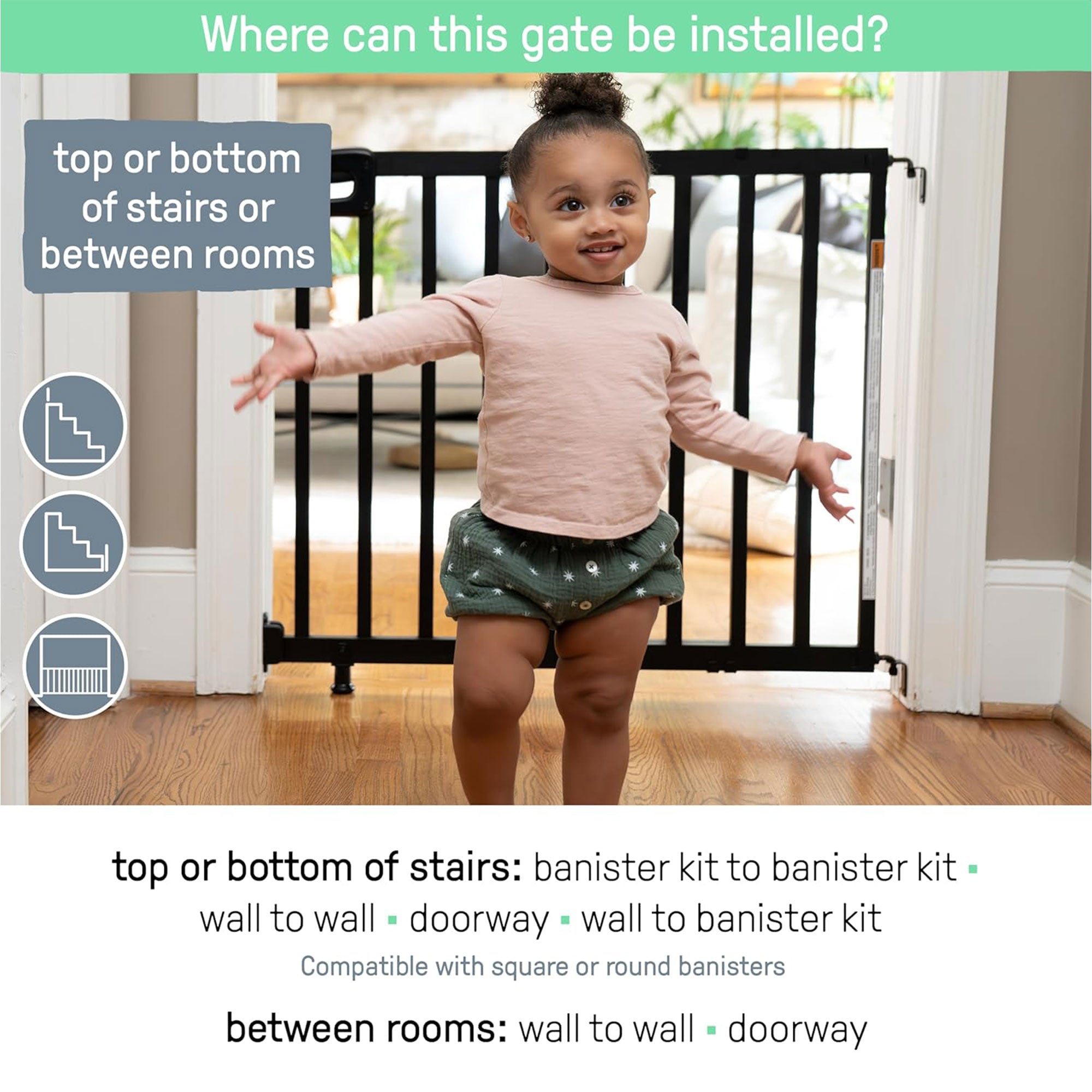 Summer 32" Deluxe Stairway Secure Safety Pet and Baby Gate, Oak Wood (Open Box) - VMInnovations