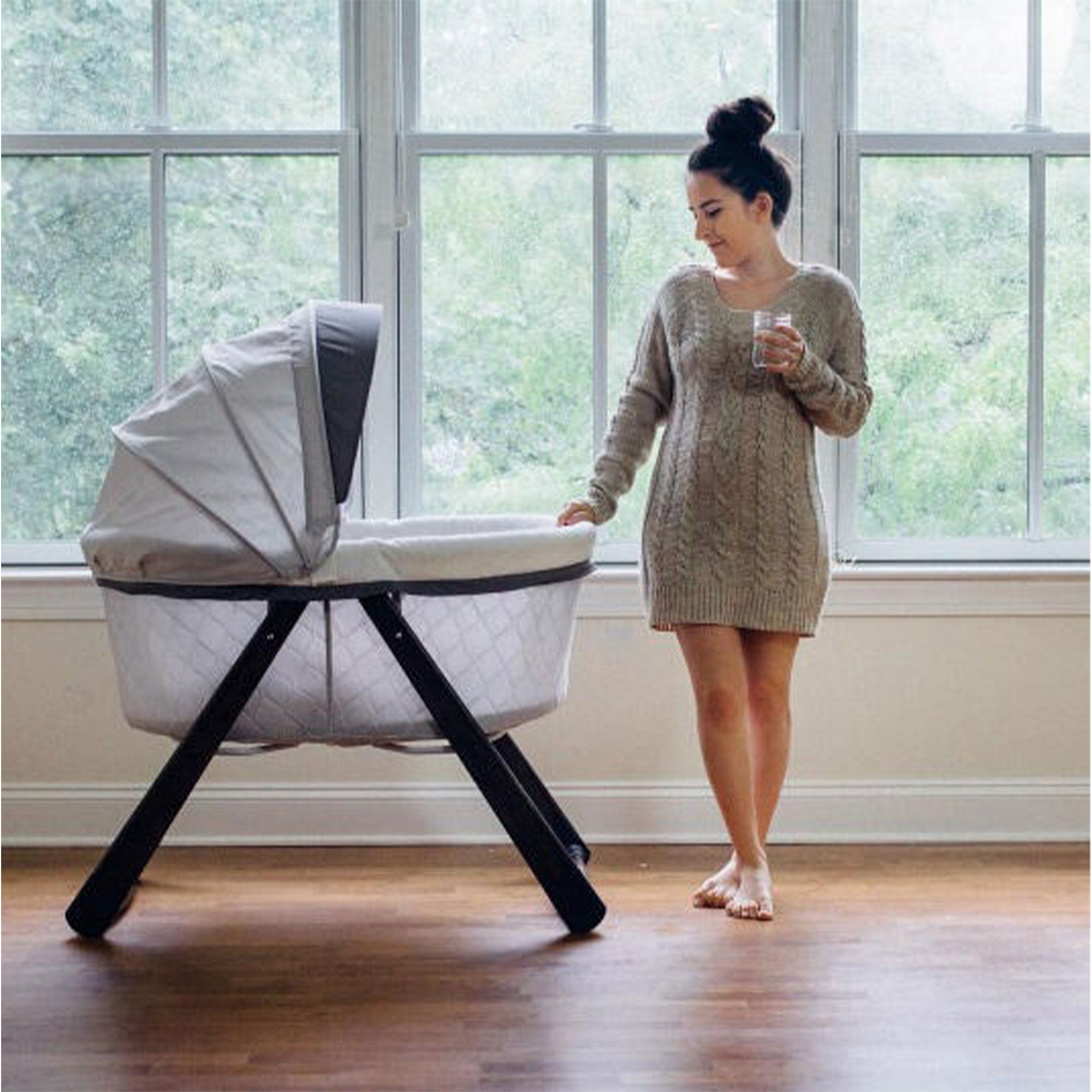Ingenuity Spacious Foldaway Rocking Wood Sleeping Bassinet, Carrington(Open Box) - VMInnovations
