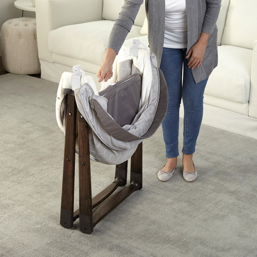 Ingenuity Portable Foldaway Rocking Wood Sleeping Bassinet, Carrington (Used) - VMInnovations