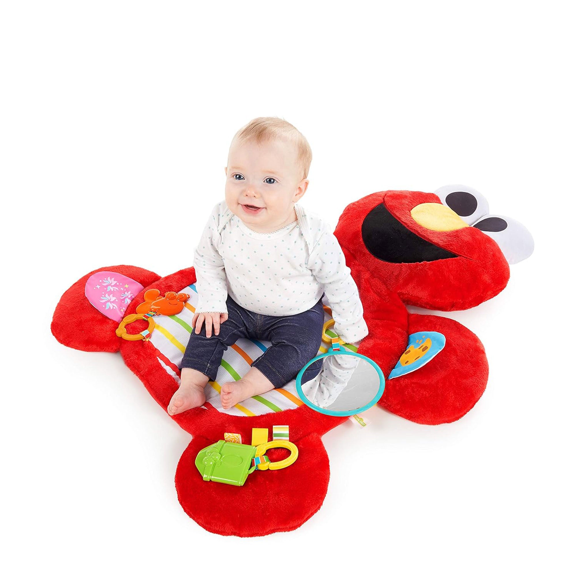 Bright Starts Sesame Street Tummy Time Elmo Prop Mat with 3 Detachable Toys - VMInnovations