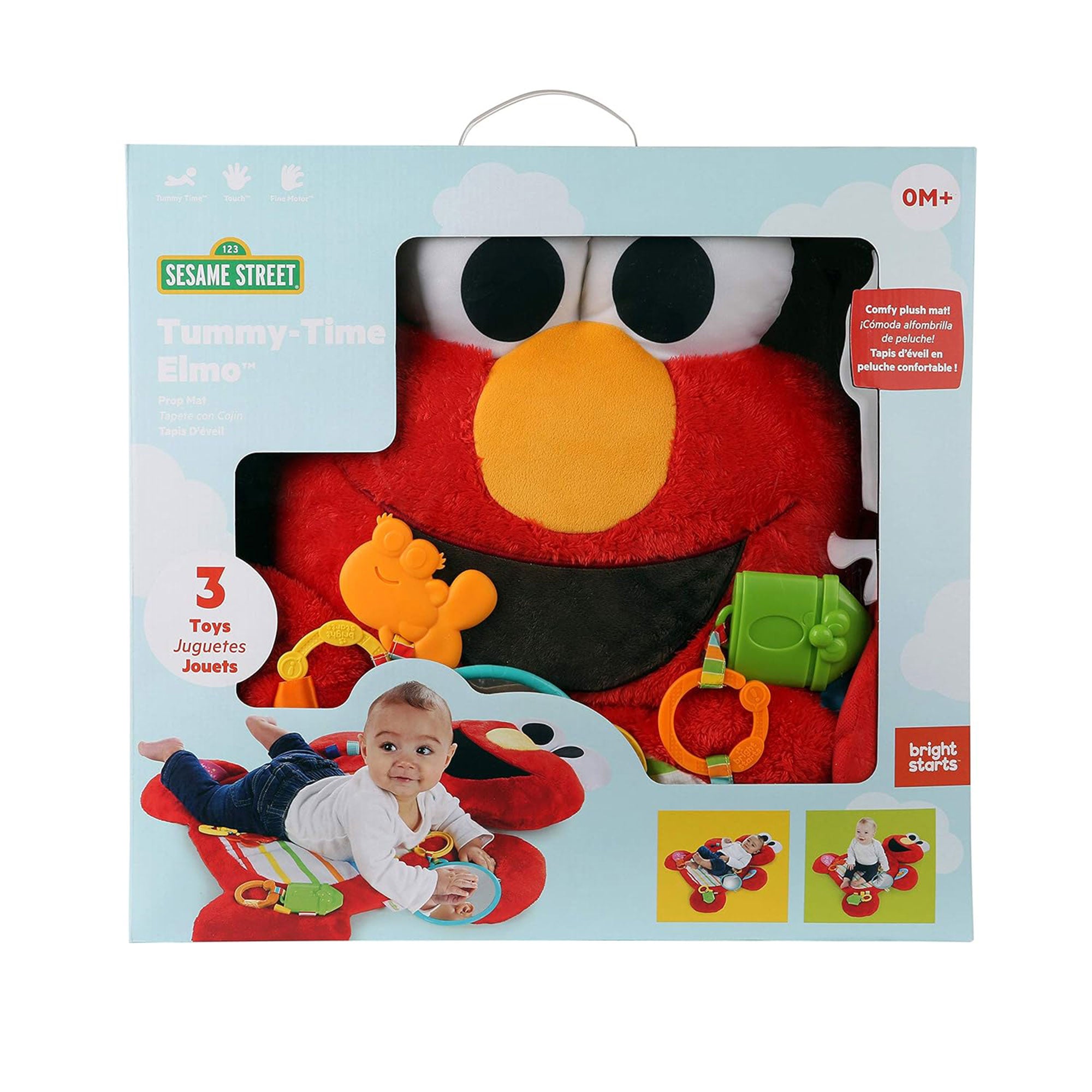 Bright Starts Sesame Street Tummy Time Elmo Prop Mat with 3 Detachable Toys - VMInnovations