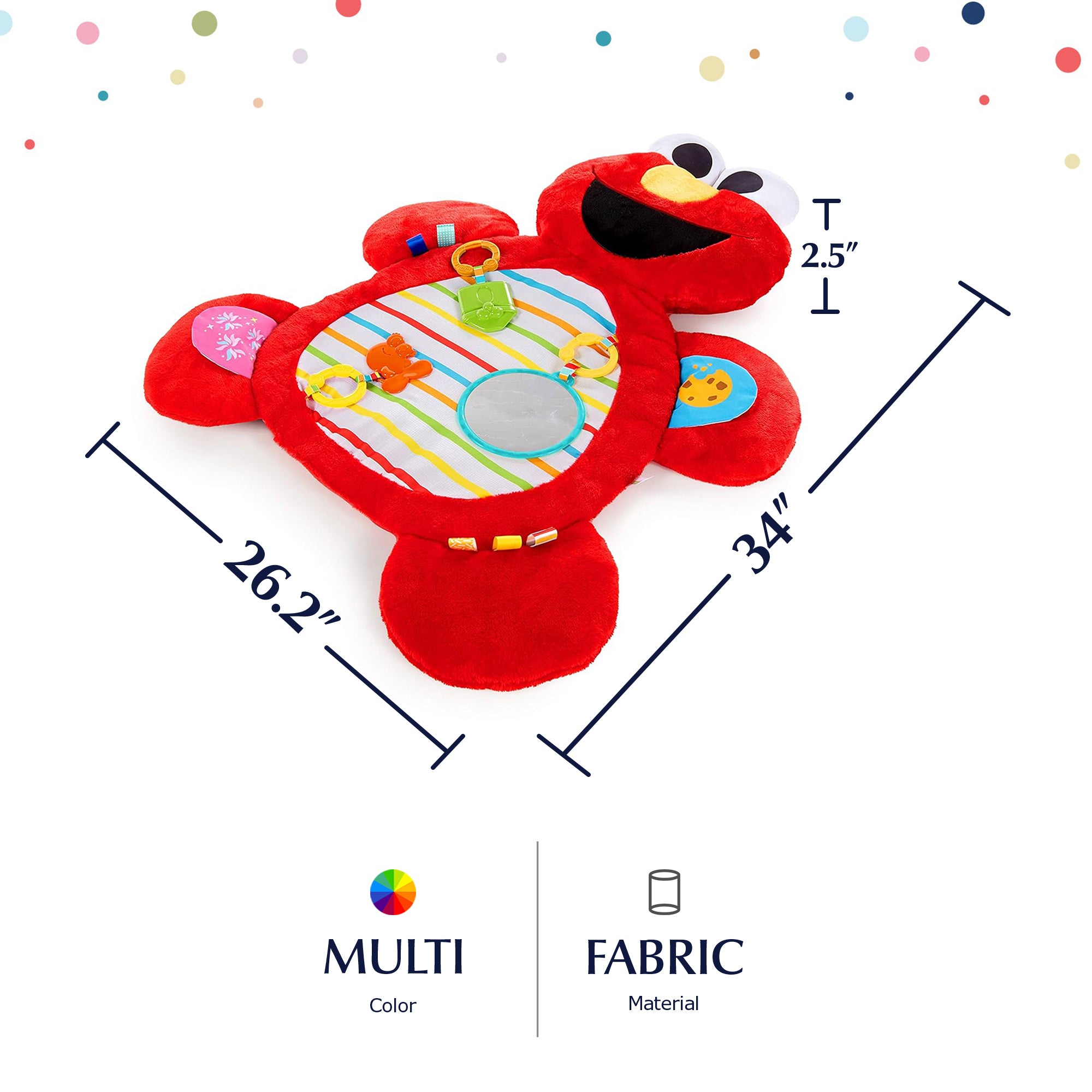 Bright Starts Sesame Street Tummy Time Elmo Prop Mat with 3 Detachable Toys - VMInnovations