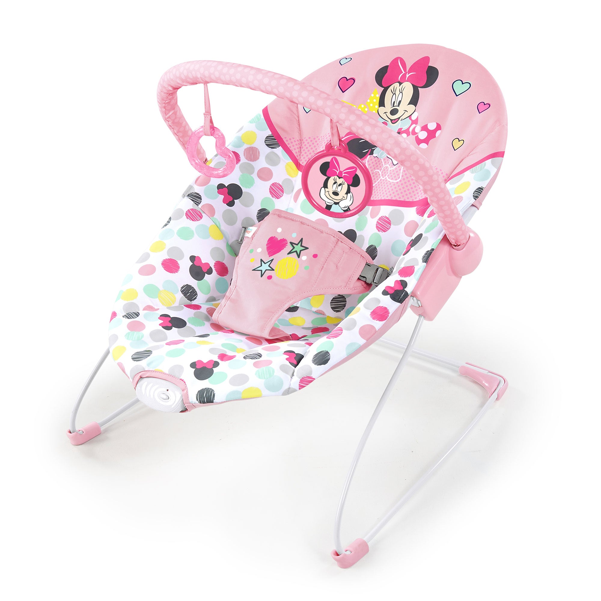 Bright Disney Baby Minnie Mouse Vibrating Baby Bouncer, Spotty Dotty (Used) - VMInnovations