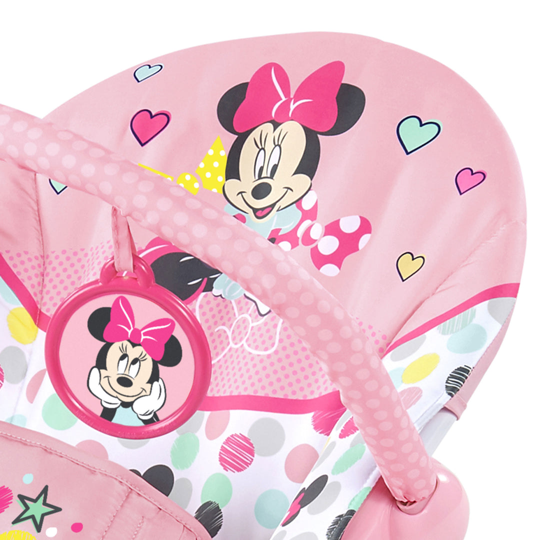 Bright Disney Baby Minnie Mouse Vibrating Baby Bouncer, Spotty Dotty (Used) - VMInnovations