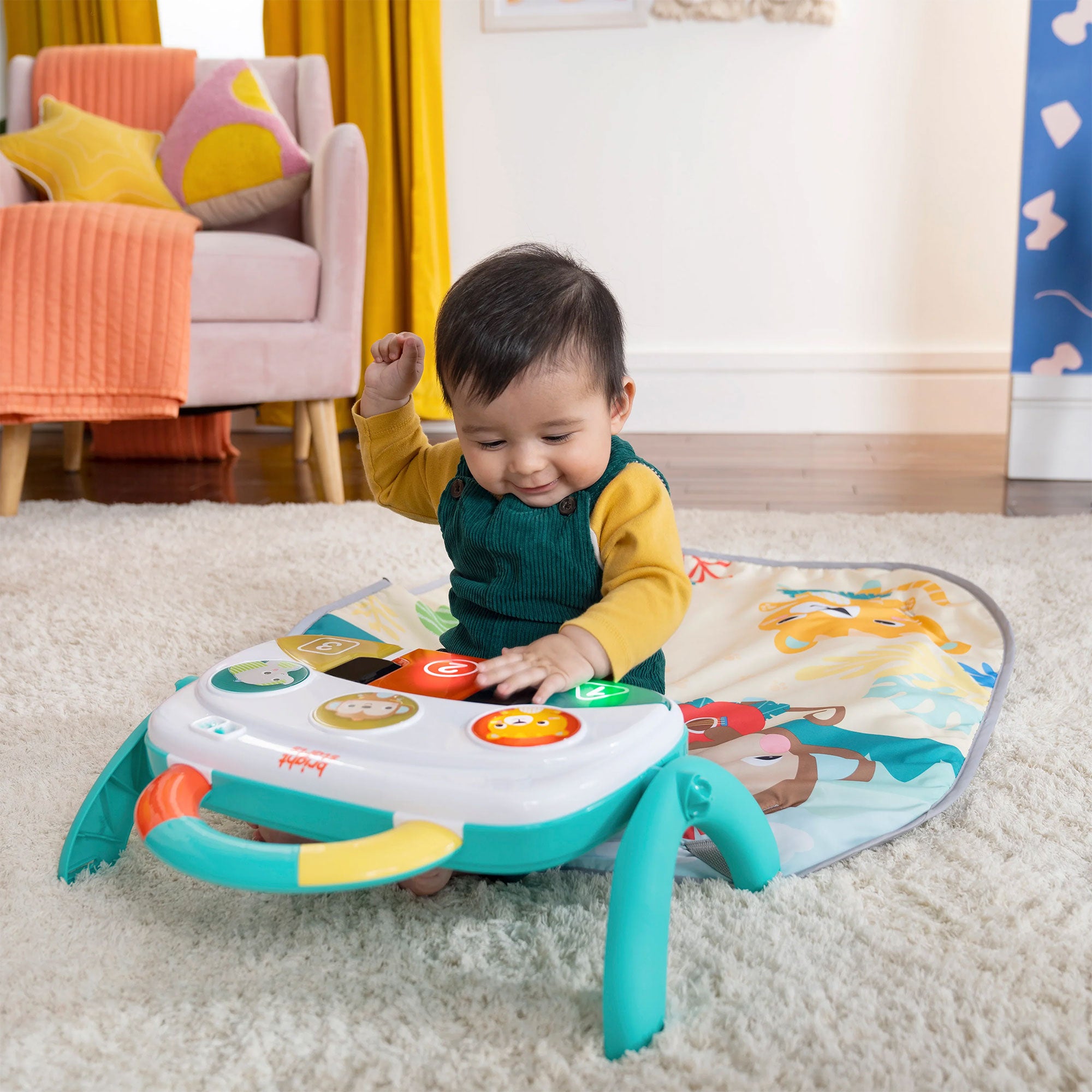 Bright Starts 4 in 1 Groovin Kicks Piano Drum Baby Play Gym, Tropical (Used)