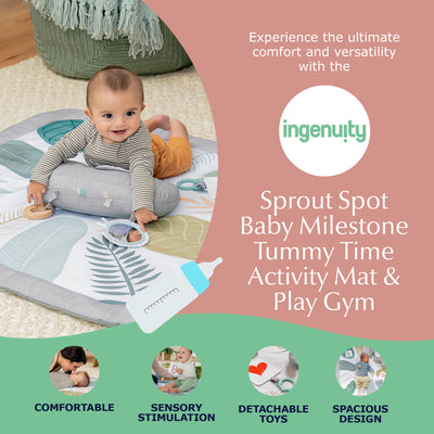 Ingenuity Spot Baby Milestone Tummy Time Activity Mat & Play Gym (Open Box) - VMInnovations