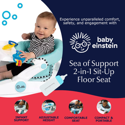 Baby Einstein Sea of Support 2 In 1 Sit Up Floor Seat w/Soft Seat Pad (Open Box)