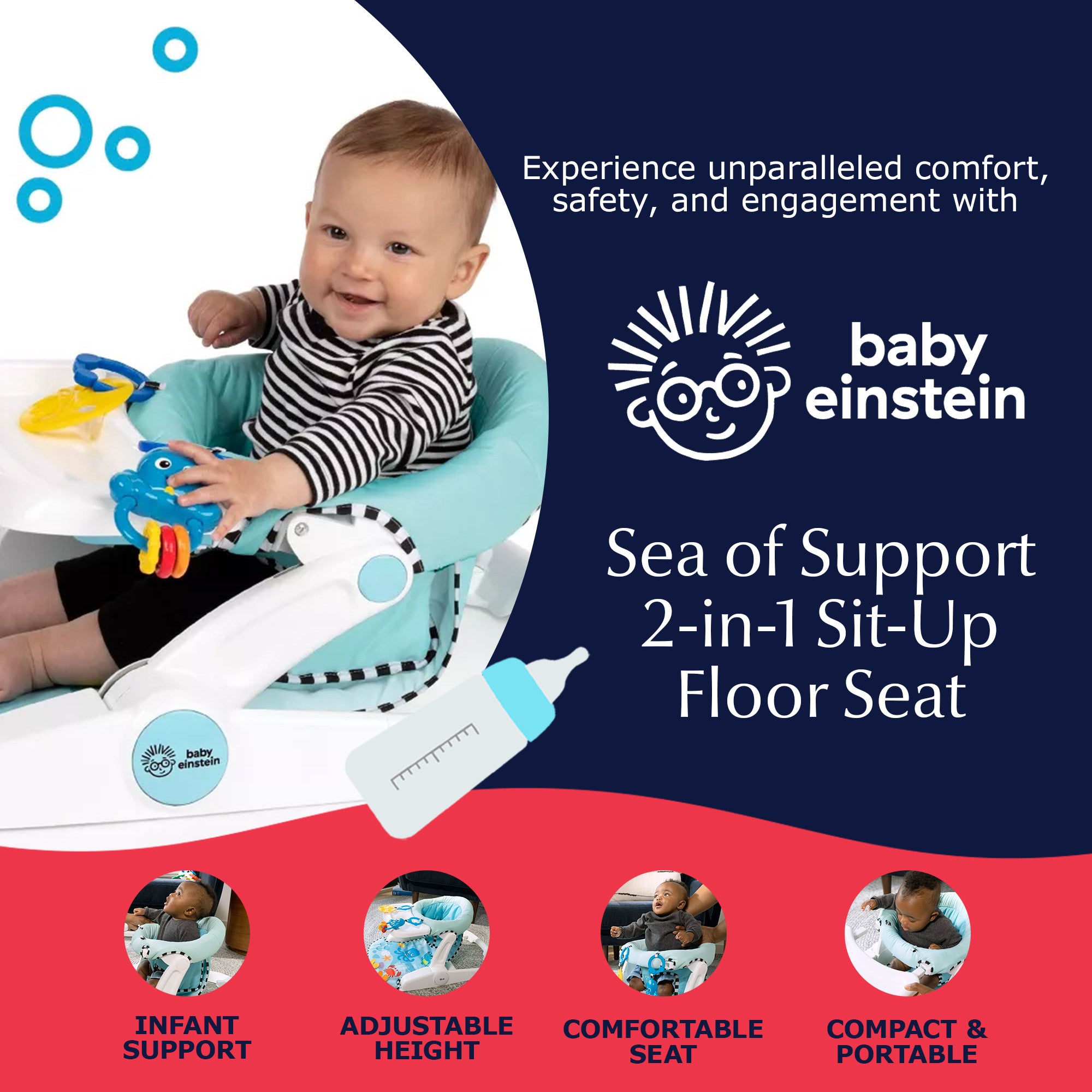 Baby Einstein Sea of Support 2 In 1 Sit Up Floor Seat w/Soft Seat Pad (Used) - VMInnovations