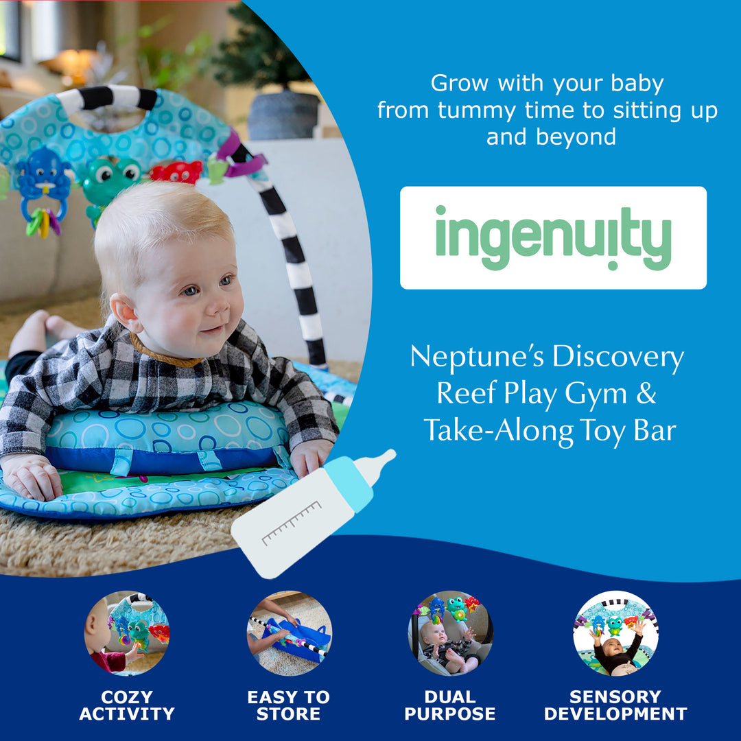 Baby Einstein Neptune's Discovery Reef Baby Tummy Time Activity Gym Toy Bar