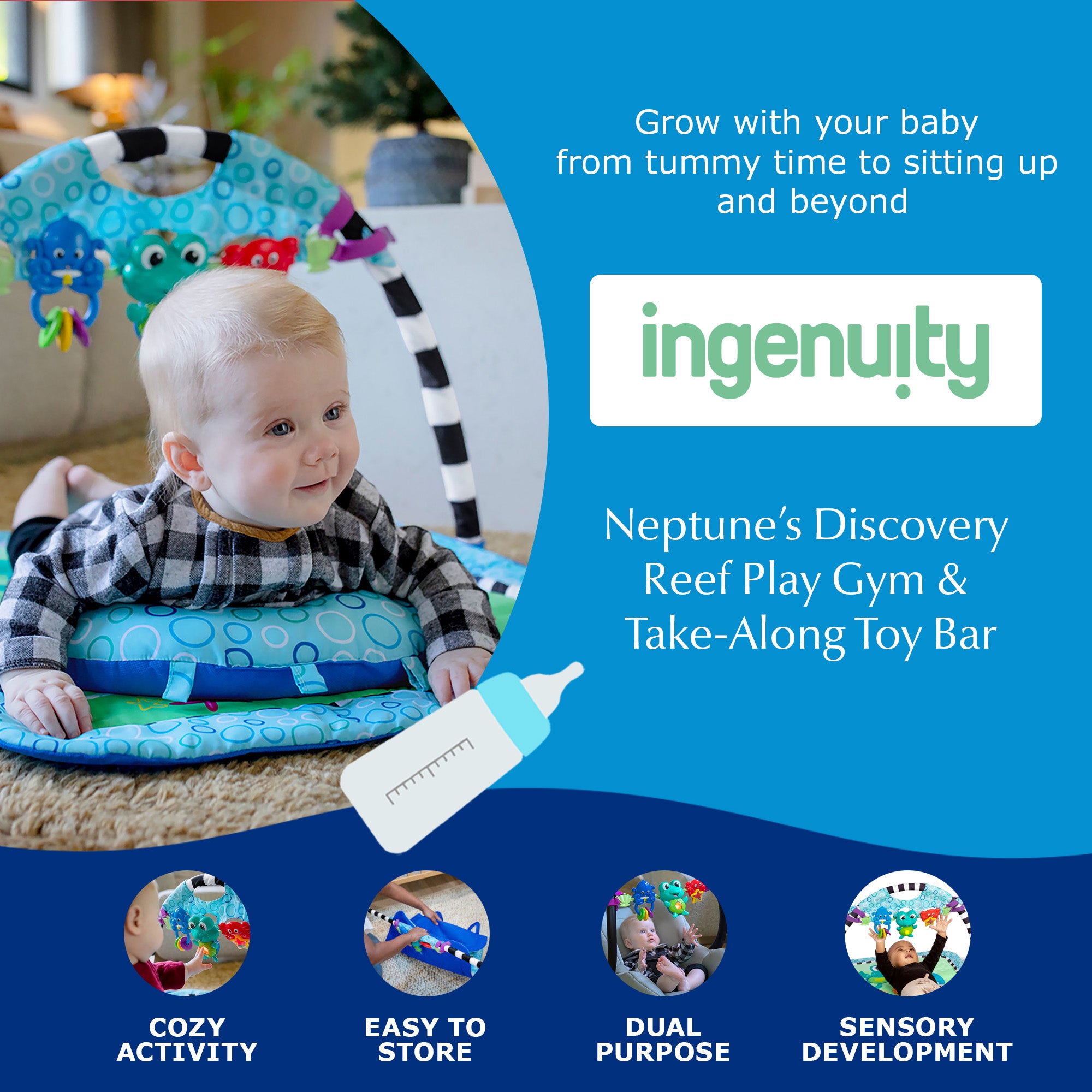 Baby Einstein Discovery Reef Baby Tummy Time Activity Gym Toy Bar (Open Box)