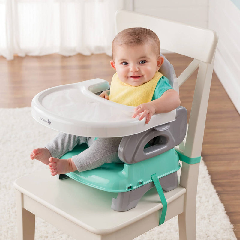 Summer Infant Comfort Folding Booster Seat with Feeding Tray, Grey (Used)