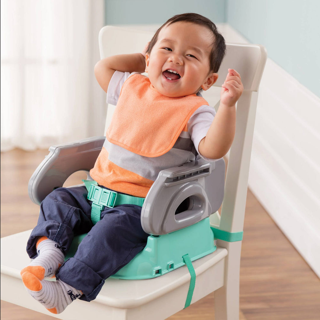 Summer Infant Unisex Deluxe Comfort Folding Booster Seat with Feeding Tray, Grey