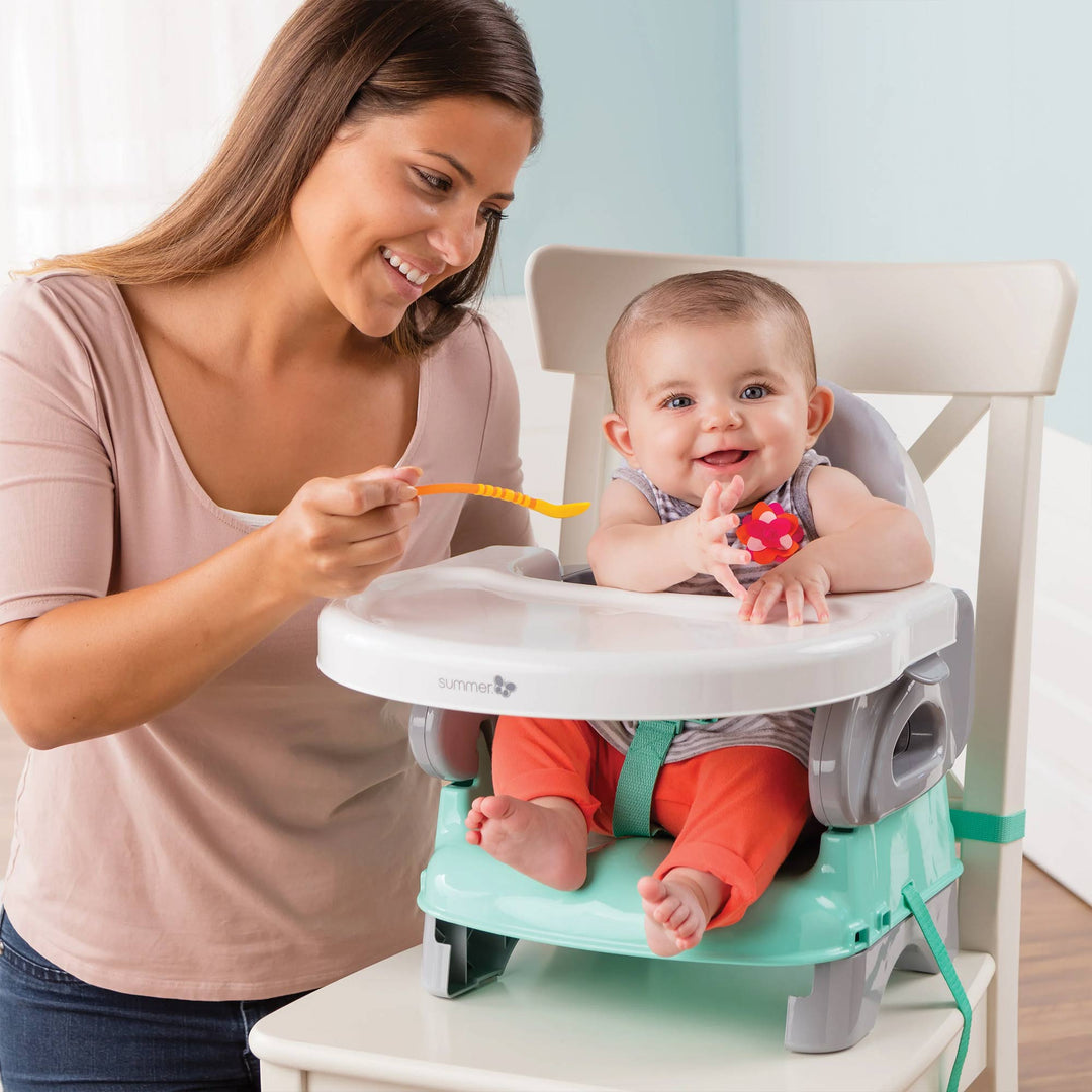 Summer Infant Unisex Deluxe Comfort Folding Booster Seat with Feeding Tray, Grey