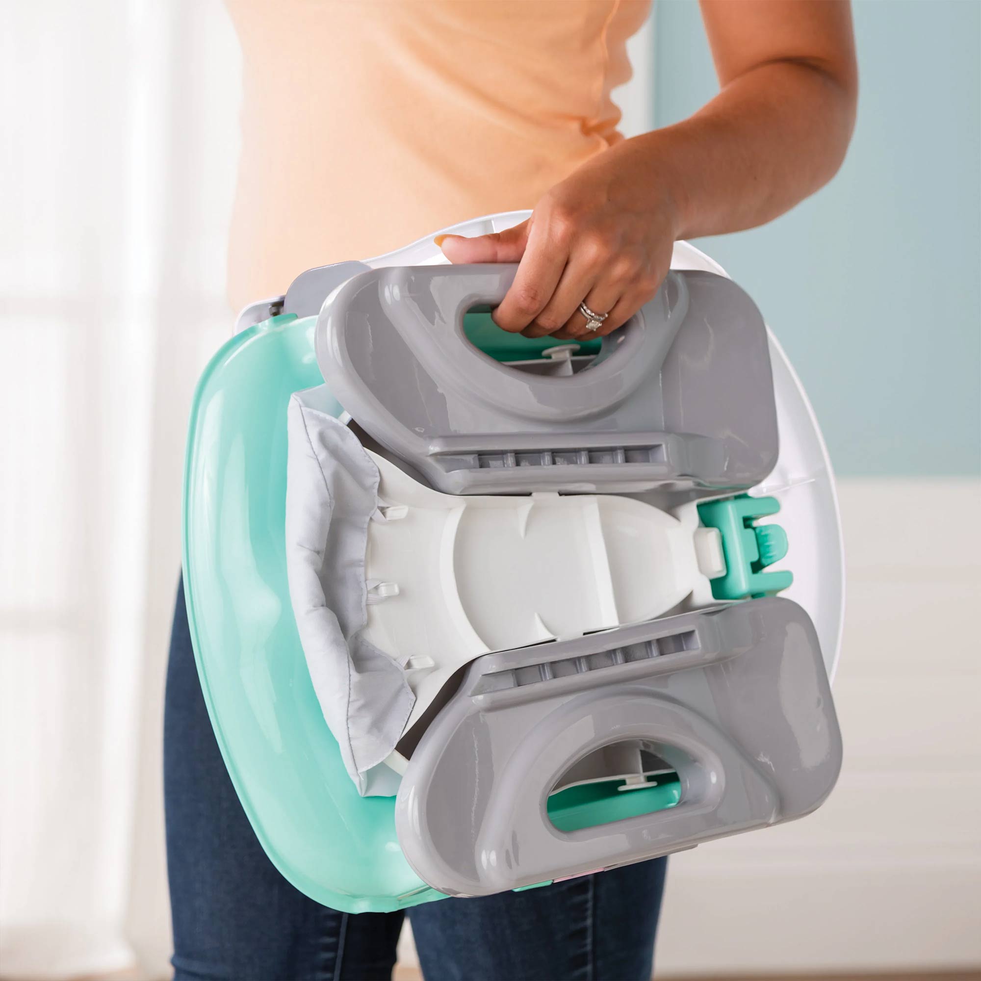 Summer Infant Unisex Deluxe Comfort Folding Booster Seat with Feeding Tray, Grey - VMInnovations