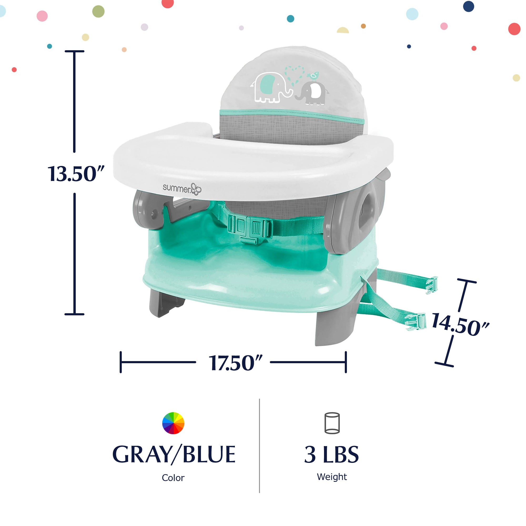 Summer Infant Unisex Deluxe Comfort Folding Booster Seat with Feeding Tray, Grey - VMInnovations