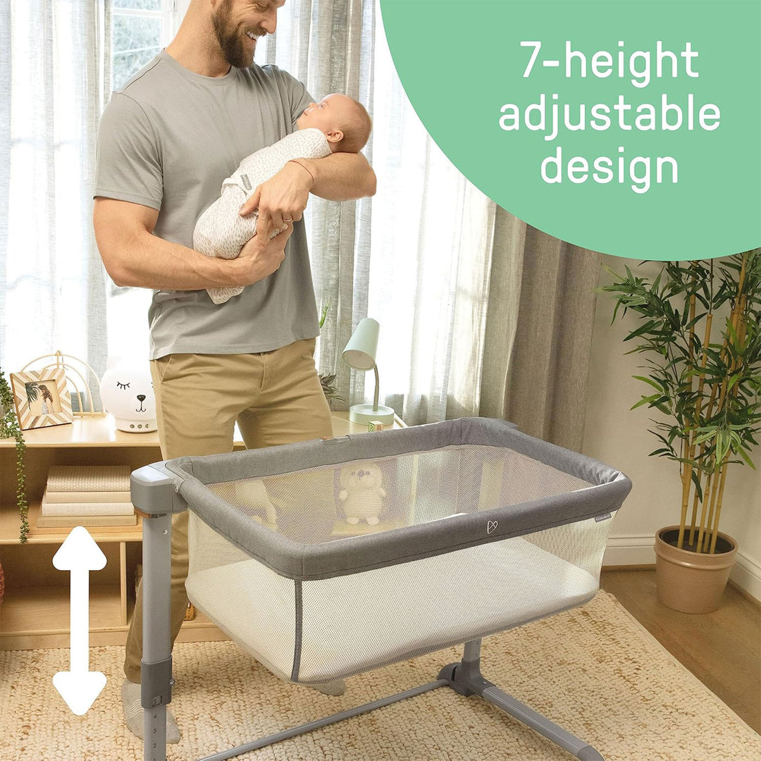 Ingenuity SwaddleMe Beginnings Compact Multi Position Baby Bassinet, Gray Tweed