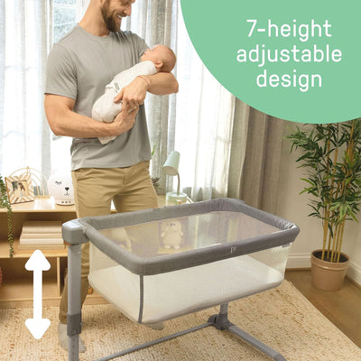 Ingenuity SwaddleMe Beginnings Compact Multi Position Baby Bassinet, Gray Tweed - VMInnovations