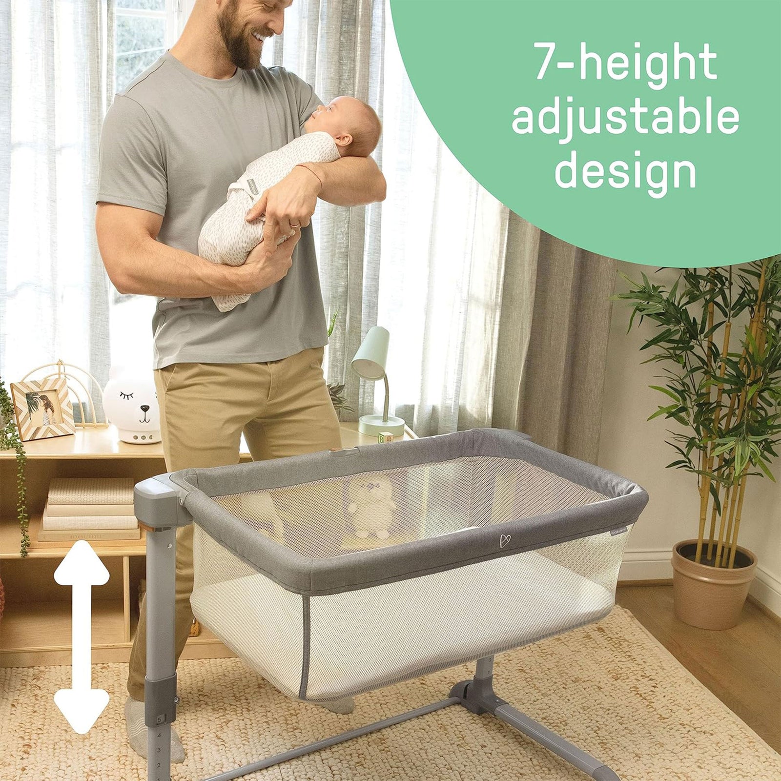 Ingenuity Beginnings Compact Multi Position Baby Bassinet, Gray (Open Box) - VMInnovations