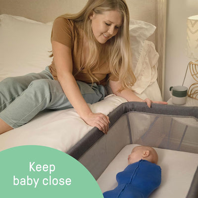 Ingenuity SwaddleMe Beginnings Compact Multi Position Baby Bassinet, Gray Tweed - VMInnovations