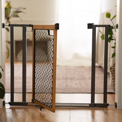 Summer 26" Extra Tall Doorway 36S Series Pet and Baby Gate, Oak Wood (Open Box) - VMInnovations