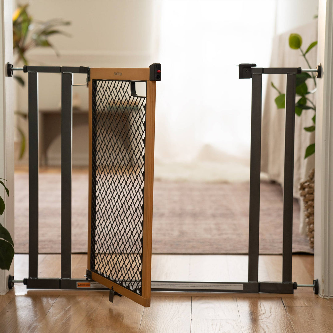 Summer 26" Extra Tall Doorway 36S Series Pet and Baby Gate, Oak Wood (Open Box)