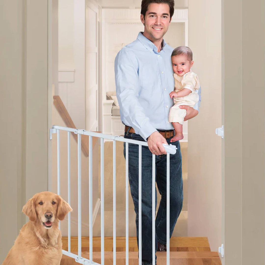 Ingenuity 30" Infant Top of Stairs Simple to Secure Baby Gate, White (Open Box) - VMInnovations